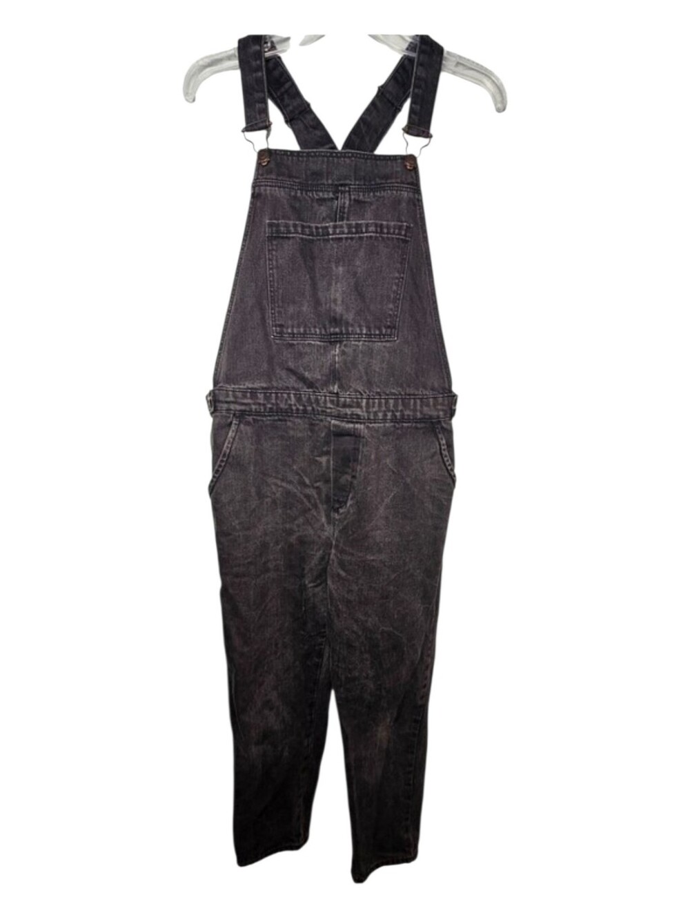 Topshop Moto  Faded Marbled Black Denim Overalls Y2K Revival 90's Women Size  8